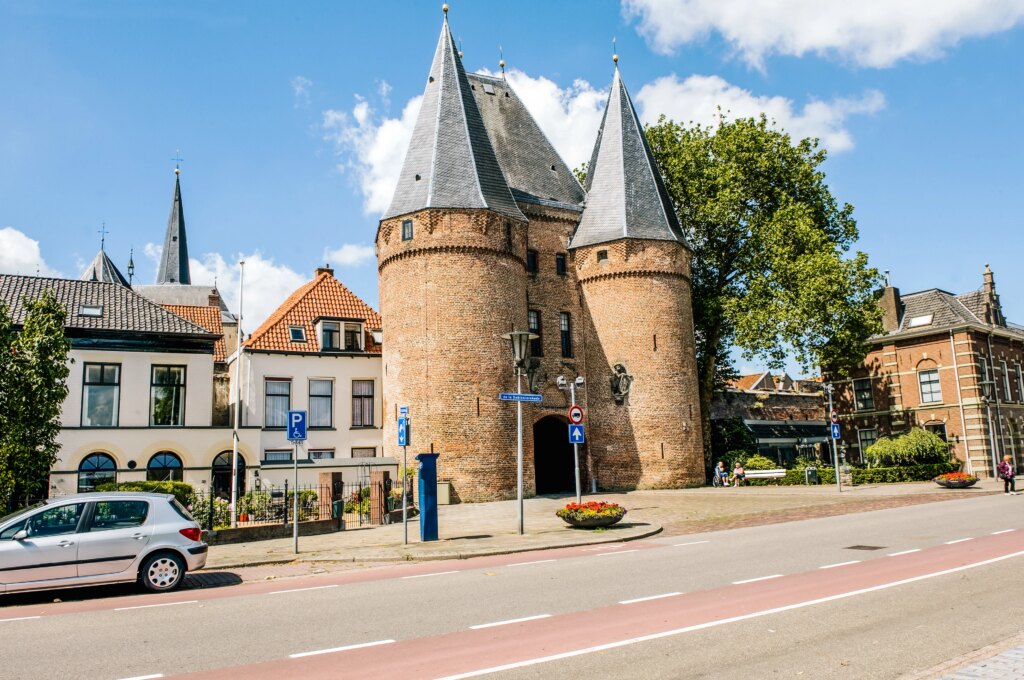 Historic building with turret in Nijmegen, Netherlands.